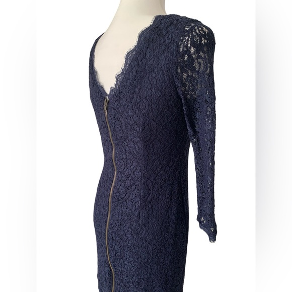 Adrianna Papell Navy Lace Sheath Dress | Size 4 - Picture 9 of 14